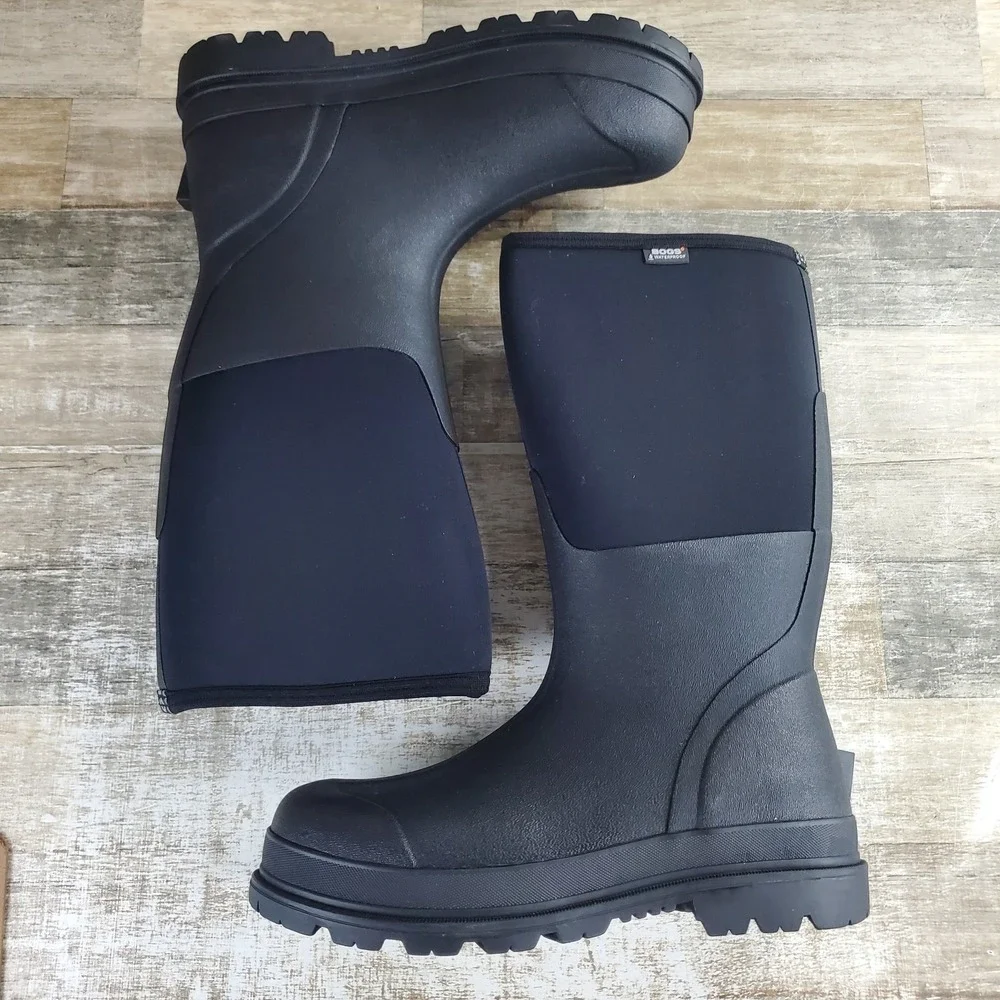 Bogs Rancher Mens Classic High Waterproof Boots Sz 13 Black Rubber Round‎ Toe